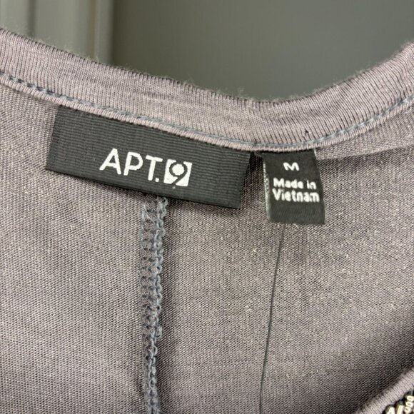 APT 9 NEW Tee Women M Brown Embellished 3/4 Raglan Sleeve Soft Stretch - Picture 6 of 6